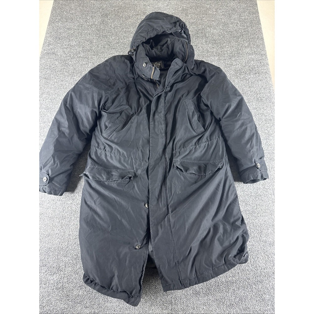 Vintage Eddie Bauer Coat Mens Large Black Goose Down Parka Hooded